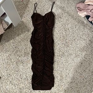 Hazel Boutique Midi Bodycon Dark Brown Dress